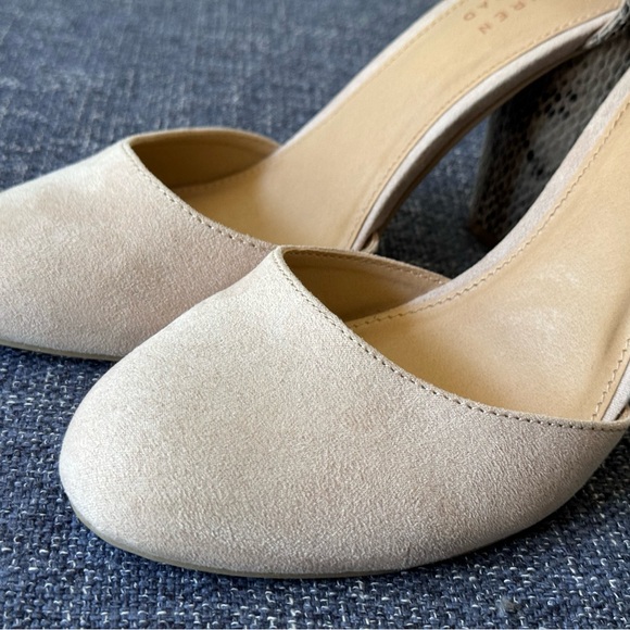 SNAKE PRINT HEELS. CLOSED TOE, ANKLE STRAP LAUREN CONRAD HYDRANGEA SHOES. GUC - Picture 6 of 16